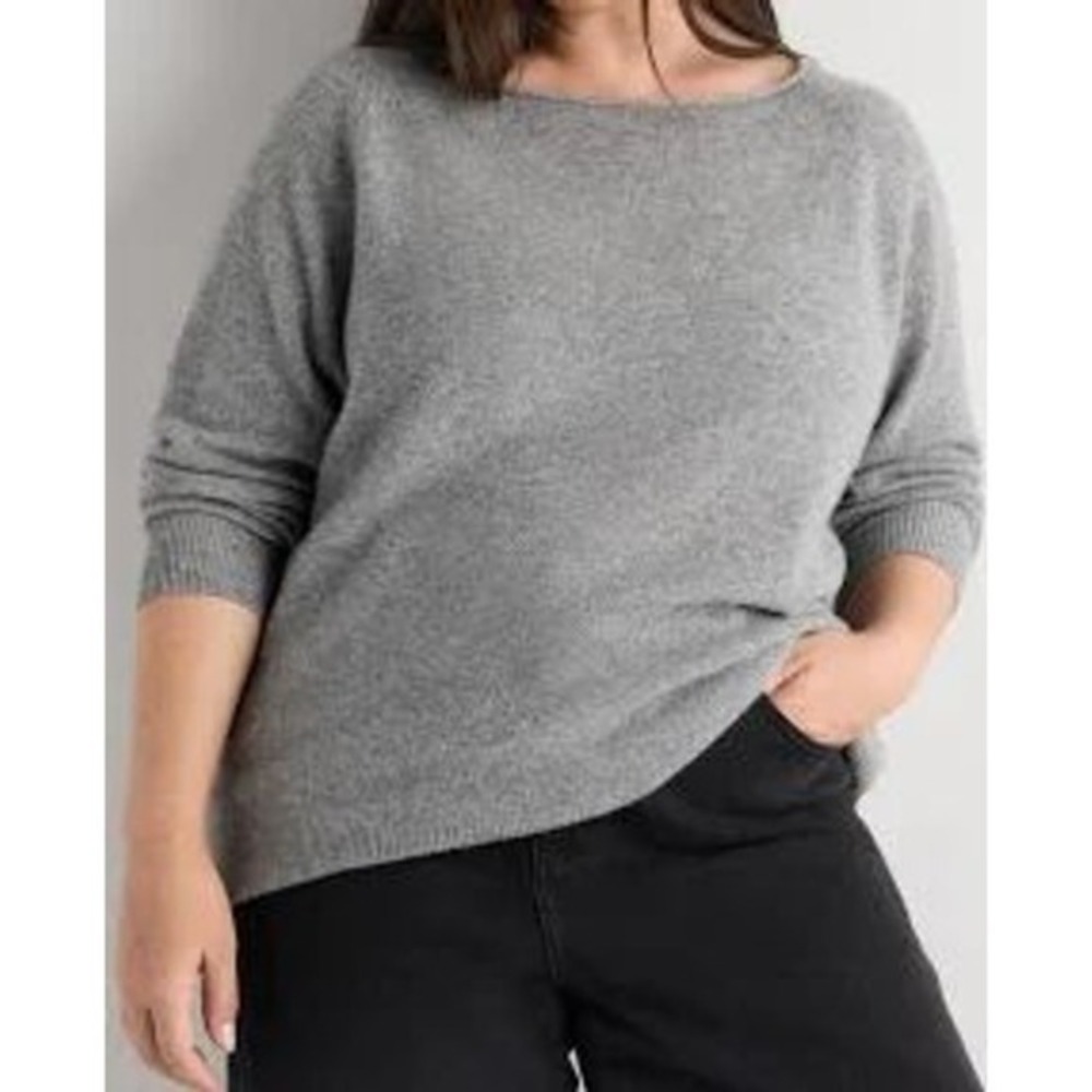 Quince Mongolian Cashmere Boatneck Sweater Heather Charcoal Gray Medium NWT